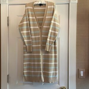 Ann Taylor Long camel/mint/cream sweater size M